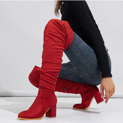 Bottes Hautes Élastiques en Daim pour Femme - Piedis LTD Bottes Hautes Élastiques en Daim pour Femme 0 Piedis LTD Rouge / 35 Piedis LTD 0