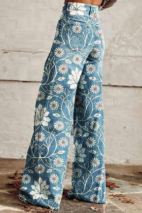 Steffa | Pantalon Large à Imprimé Fleuri
