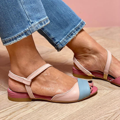 Aira | Sandales Asymétriques Bicolores En Rose Élégant
