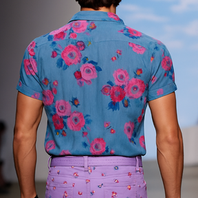 Lance | Chemise Florale Vintage à Manches Courtes pour Homme