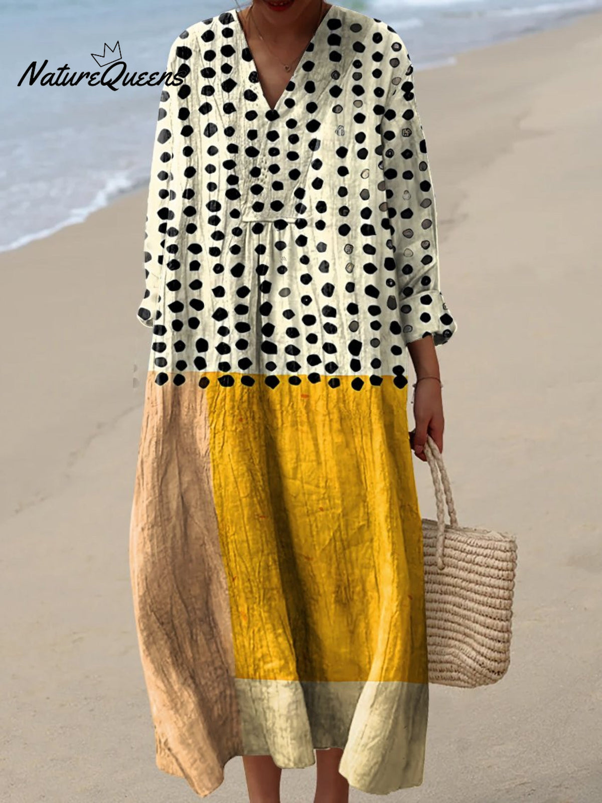 Nelle | Robe Artistique À Imprimé Aquarelle Jaune