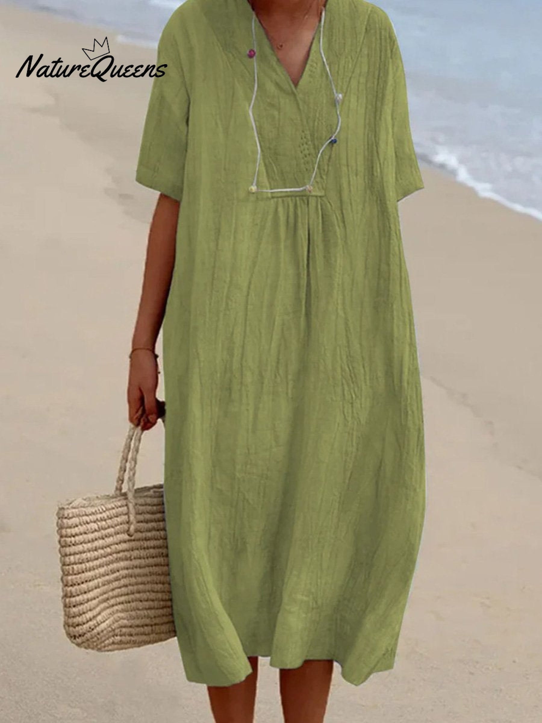 Menchi | Robe Décontractée En Lin Et Coton Unicolore