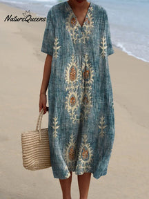 Keya | Robe Vintage En Coton À Imprimé Floral Ethnique