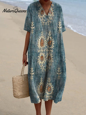 Keya | Robe Vintage En Coton À Imprimé Floral Ethnique