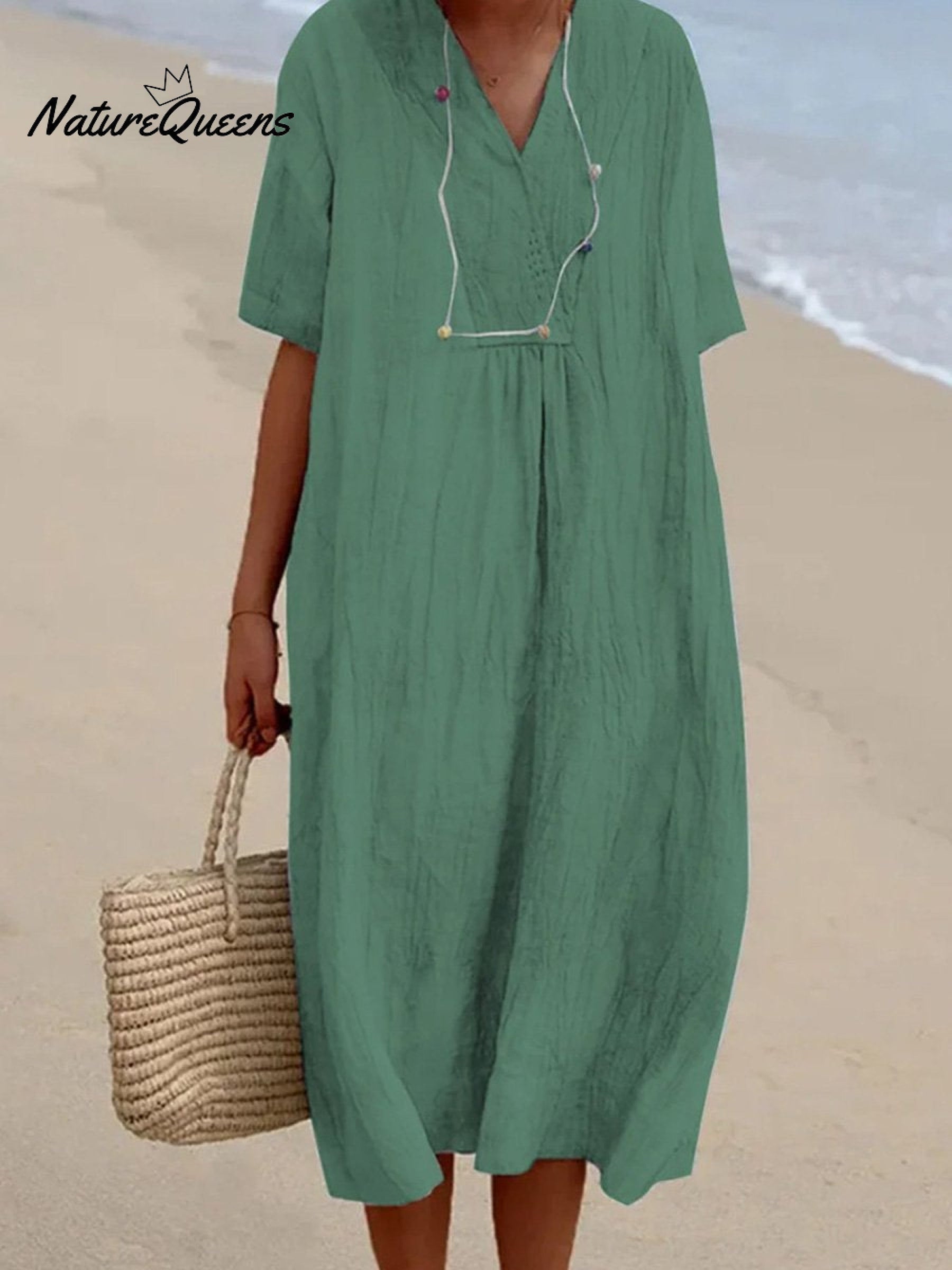 Menchi | Robe Décontractée En Lin Et Coton Unicolore