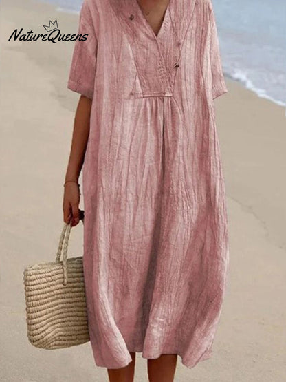 Menchi | Robe Décontractée En Lin Et Coton Unicolore