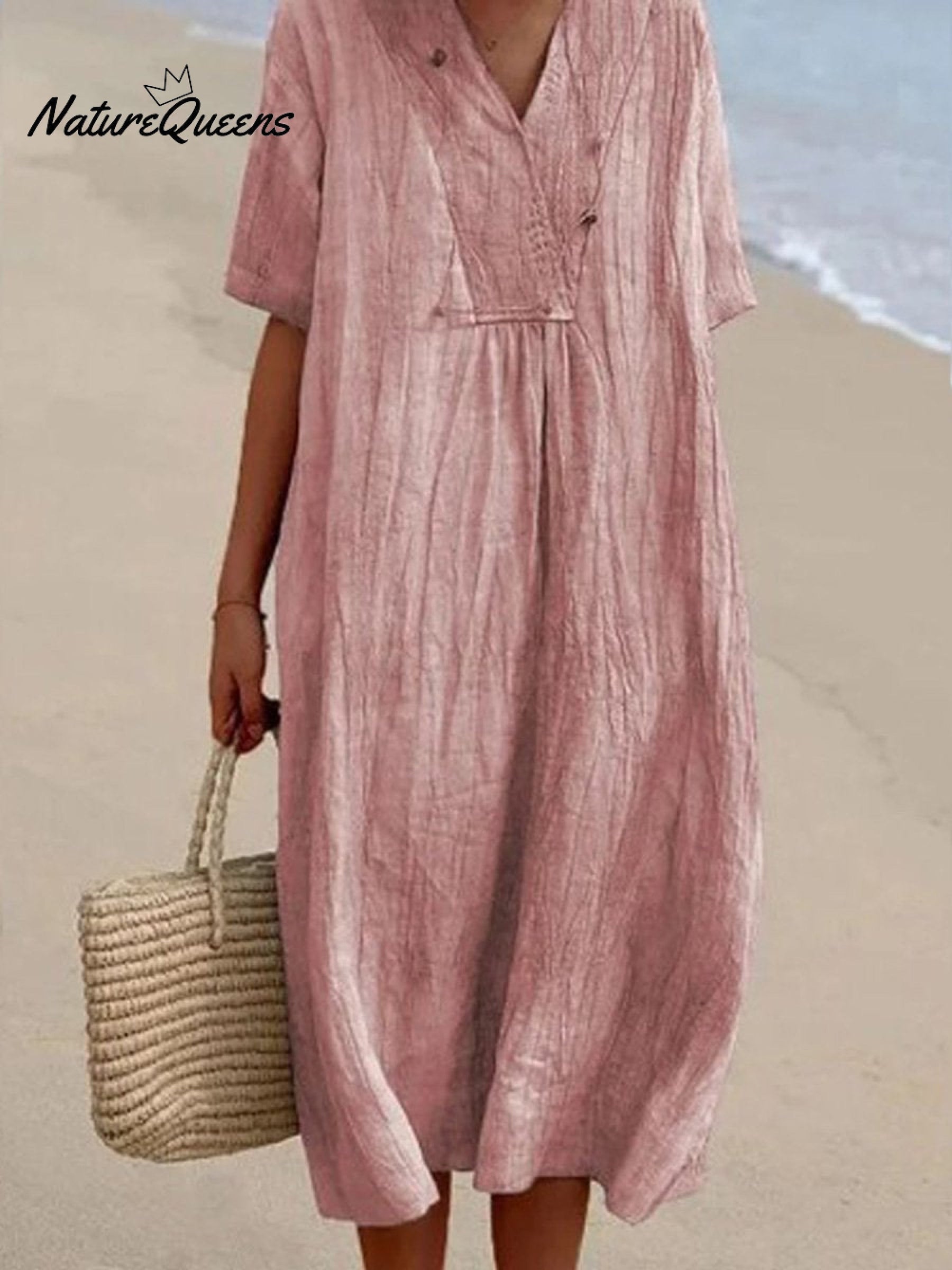 Menchi | Robe Décontractée En Lin Et Coton Unicolore