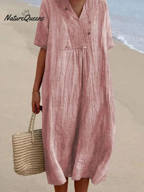 Menchi | Robe Décontractée En Lin Et Coton Unicolore