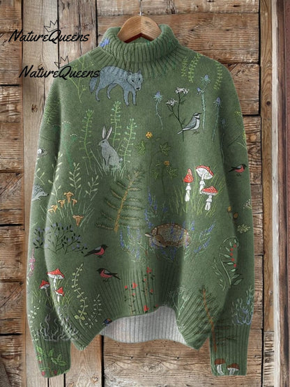 Maren | Jupe En Lin Aérée À Motifs Forêt Et Animaux
