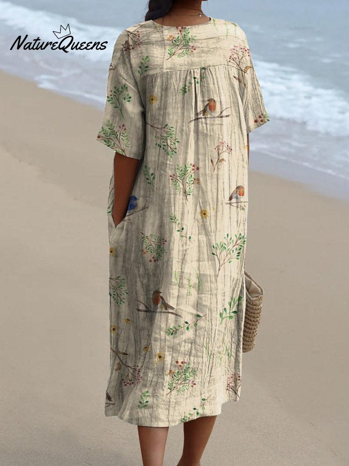 Andrea | Robe D'Été En Coton À Motif Oiseaux Et Branches