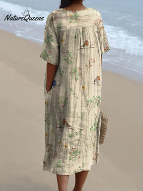 Andrea | Robe D'Été En Coton À Motif Oiseaux Et Branches