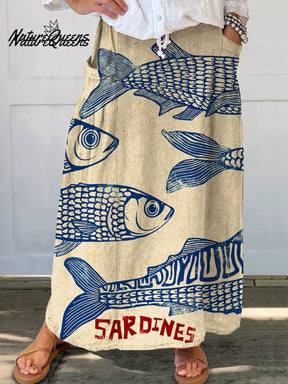 Jolina | Robe Vintage En Coton Imprimé Poissons