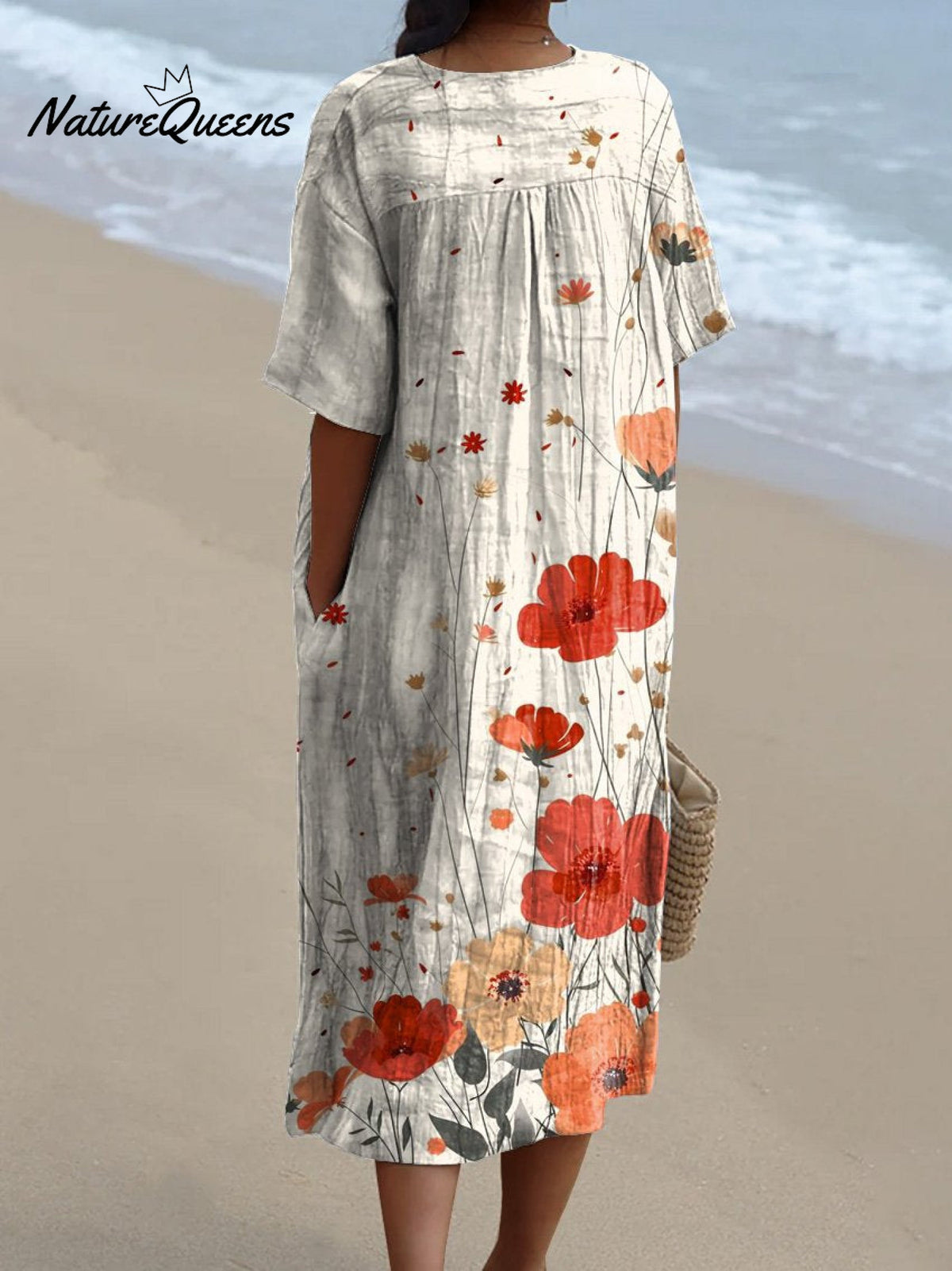 Bini | Robe En Coton Avec Imprimé Coquelicots Aquarelle