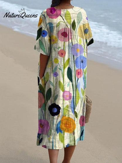 Glaizel | Robe Printanière Artistique En Coton