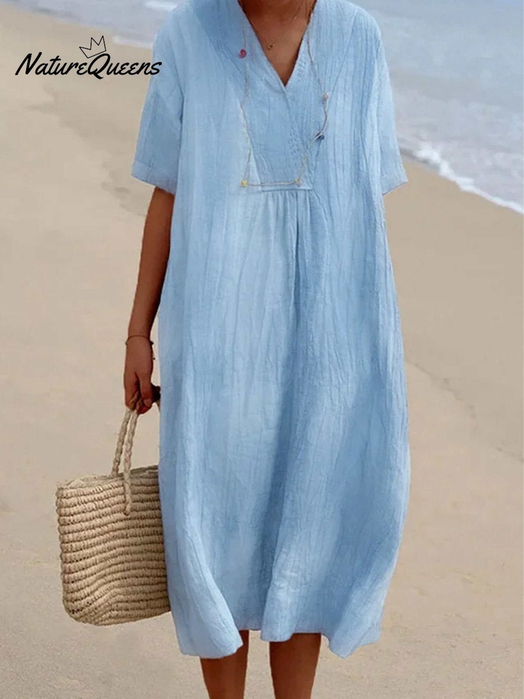 Menchi | Robe Décontractée En Lin Et Coton Unicolore