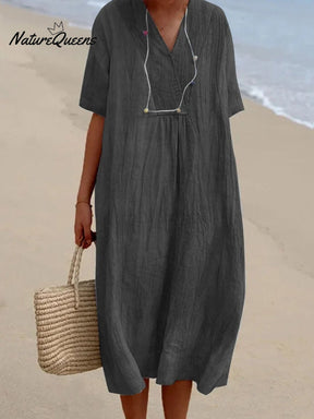 Menchi | Robe Décontractée En Lin Et Coton Unicolore