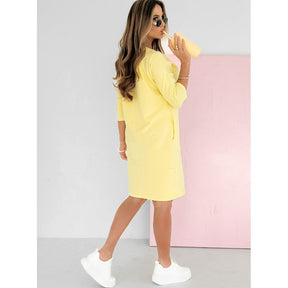 Mira | Robe À Manches 3/4 Avec Poches Et Encolure Ronde